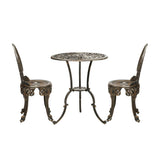 Livsip Outdoor Set 3pcs Chair Table Cast Aluminium Bronze