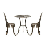 Livsip Outdoor Set 3pcs Chair Table Cast Aluminium Bronze - Front View