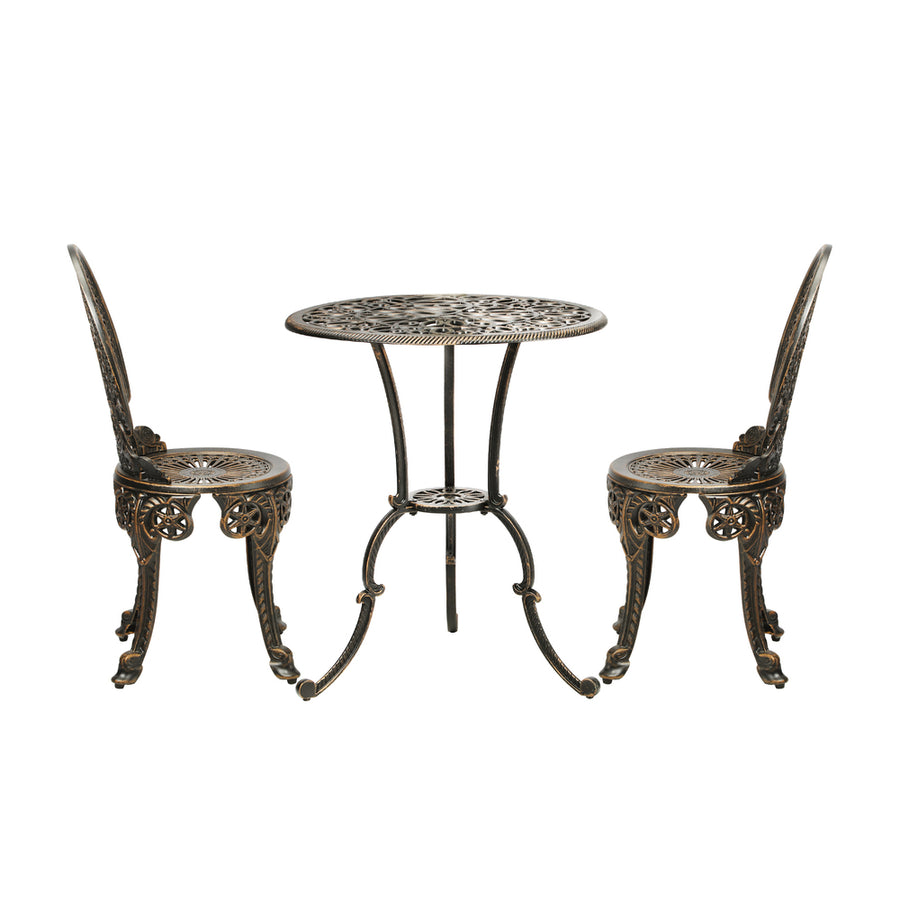 Livsip Outdoor Set 3pcs Chair Table Cast Aluminium Bronze, image 2