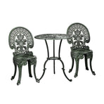 Livsip Patio Set Cast Aluminium Table&Chairs Verdigris 3PCS