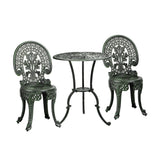 Livsip Patio Set Cast Aluminium Table&Chairs Verdigris 3PCS