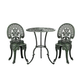 Livsip Patio Set Cast Aluminium Table&Chairs Verdigris 3PCS