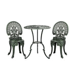 Livsip Patio Set Cast Aluminium Table&Chairs Verdigris 3PCS
