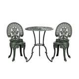 Livsip Patio Set Cast Aluminium Table&Chairs Verdigris 3PCS - Front View