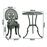 Livsip Patio Set Cast Aluminium Table&Chairs Verdigris 3PCS - Side View