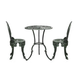 Livsip Patio Set Cast Aluminium Table&Chairs Verdigris 3PCS - 45-Degree Angle