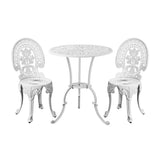 Livsip Outdoor Set Cast Aluminium Table and Chair 3PCS White