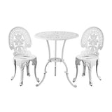 Livsip Outdoor Set Cast Aluminium Table and Chair 3PCS White - 45-Degree Angle