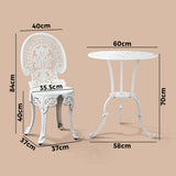 Livsip Outdoor Set Cast Aluminium Table and Chair 3PCS White