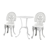 Livsip Outdoor Set Cast Aluminium Table and Chair 3PCS White