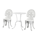 Livsip Outdoor Set Cast Aluminium Table and Chair 3PCS White - Rear View