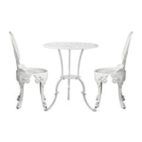 Livsip Outdoor Set Cast Aluminium Table and Chair 3PCS White