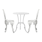 Livsip Outdoor Set Cast Aluminium Table and Chair 3PCS White - Top-Down View