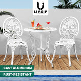 Livsip Outdoor Set Chairs&Table Cast Aluminum Rose 3PCS