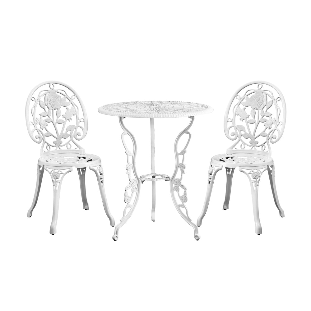 Livsip Outdoor Set Chairs&Table Cast Aluminum Rose 3PCS