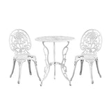 Livsip Outdoor Set Chairs&Table Cast Aluminum Rose 3PCS - 45-Degree Angle