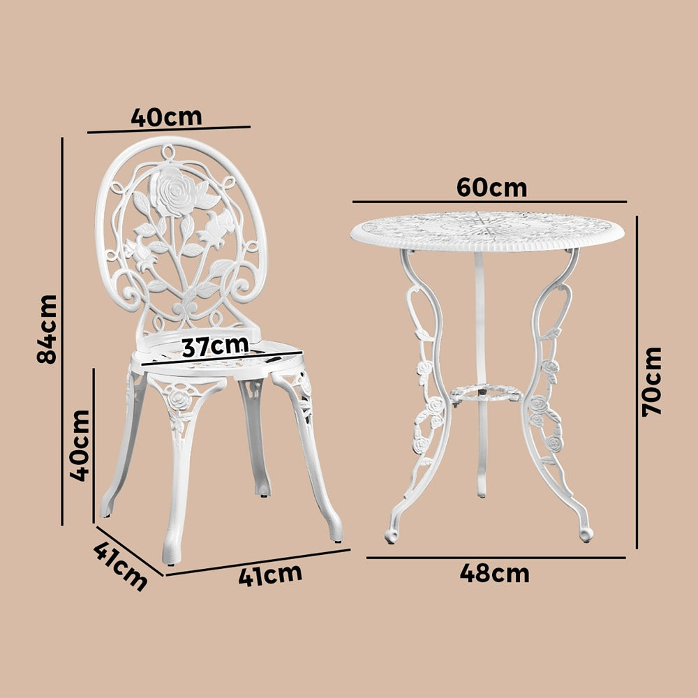 Livsip Outdoor Set Chairs&Table Cast Aluminum Rose 3PCS
