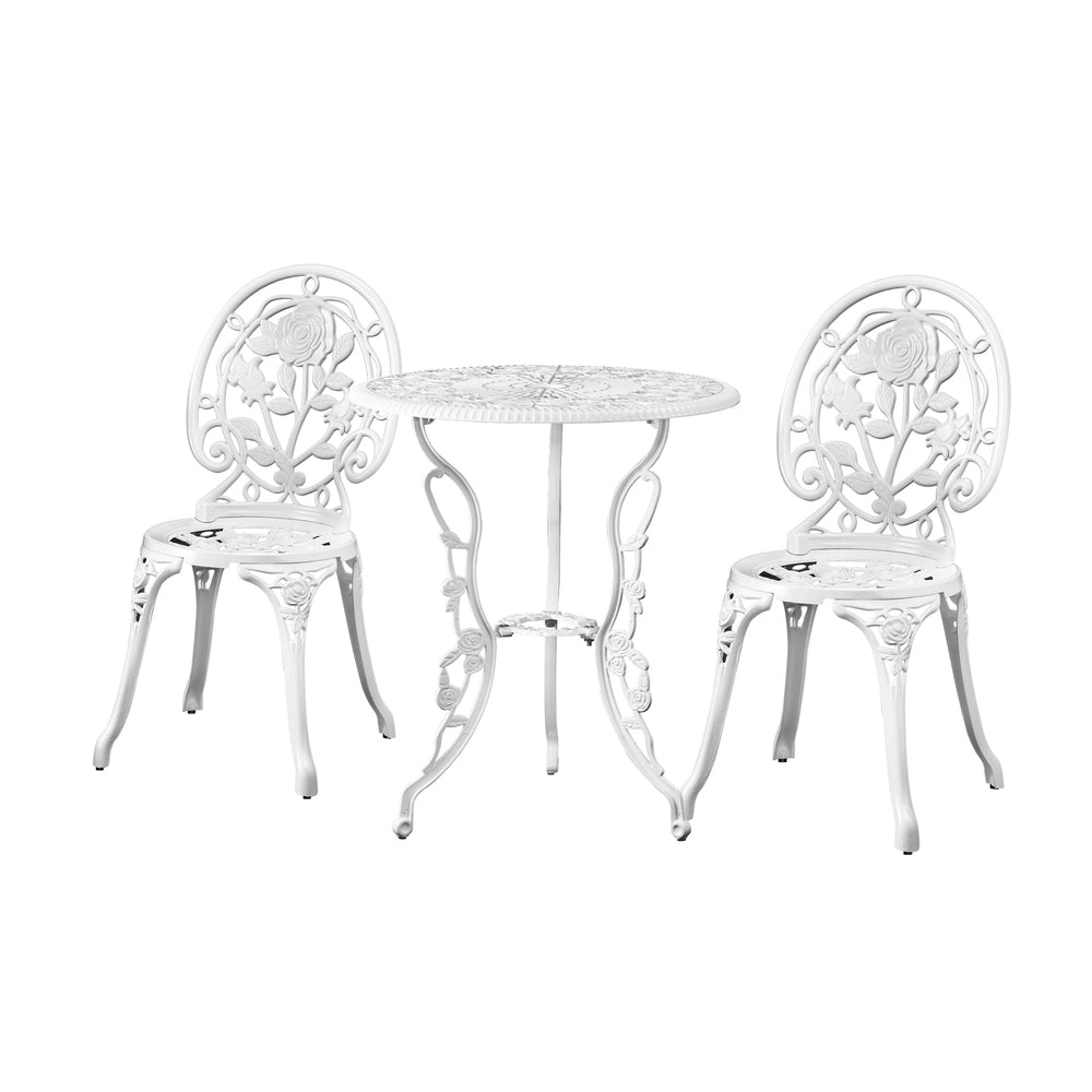 Livsip Outdoor Set Chairs&Table Cast Aluminum Rose 3PCS