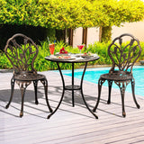 Livsip 3PCS Bistro Outdoor Setting Chairs Table Bronze - Front View