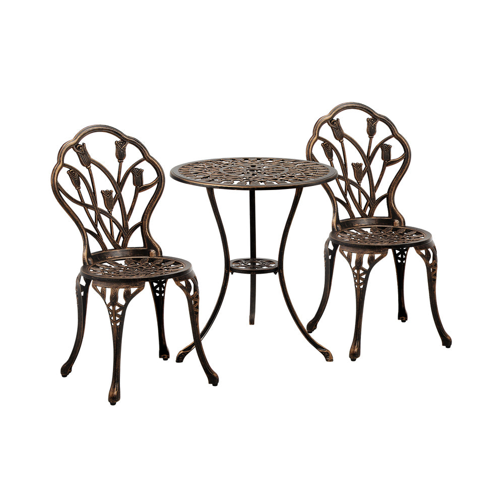 Livsip 3PCS Bistro Outdoor Setting Chairs Table Bronze