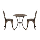 Livsip 3PCS Bistro Outdoor Setting Chairs Table Bronze