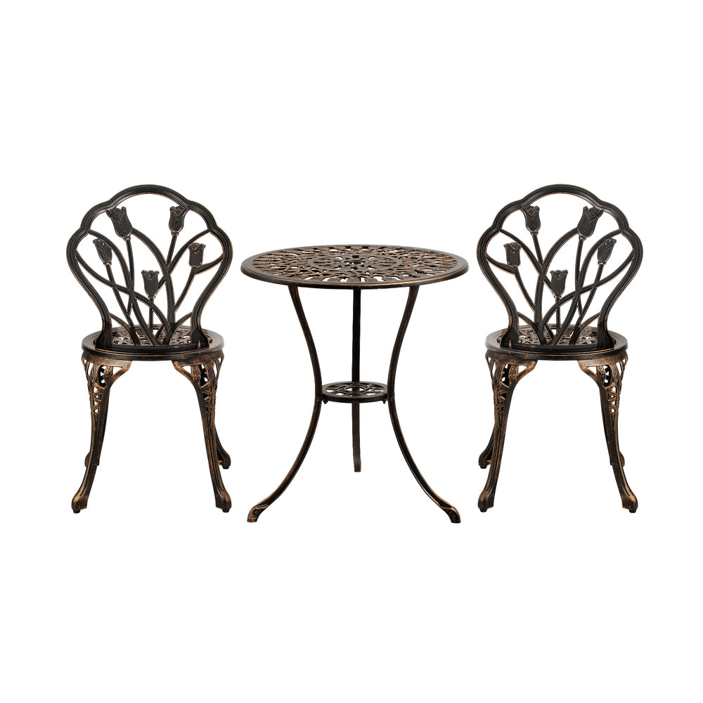 Livsip 3PCS Bistro Outdoor Setting Chairs Table Bronze