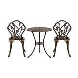Livsip 3PCS Bistro Outdoor Setting Chairs Table Bronze - 45-Degree Angle
