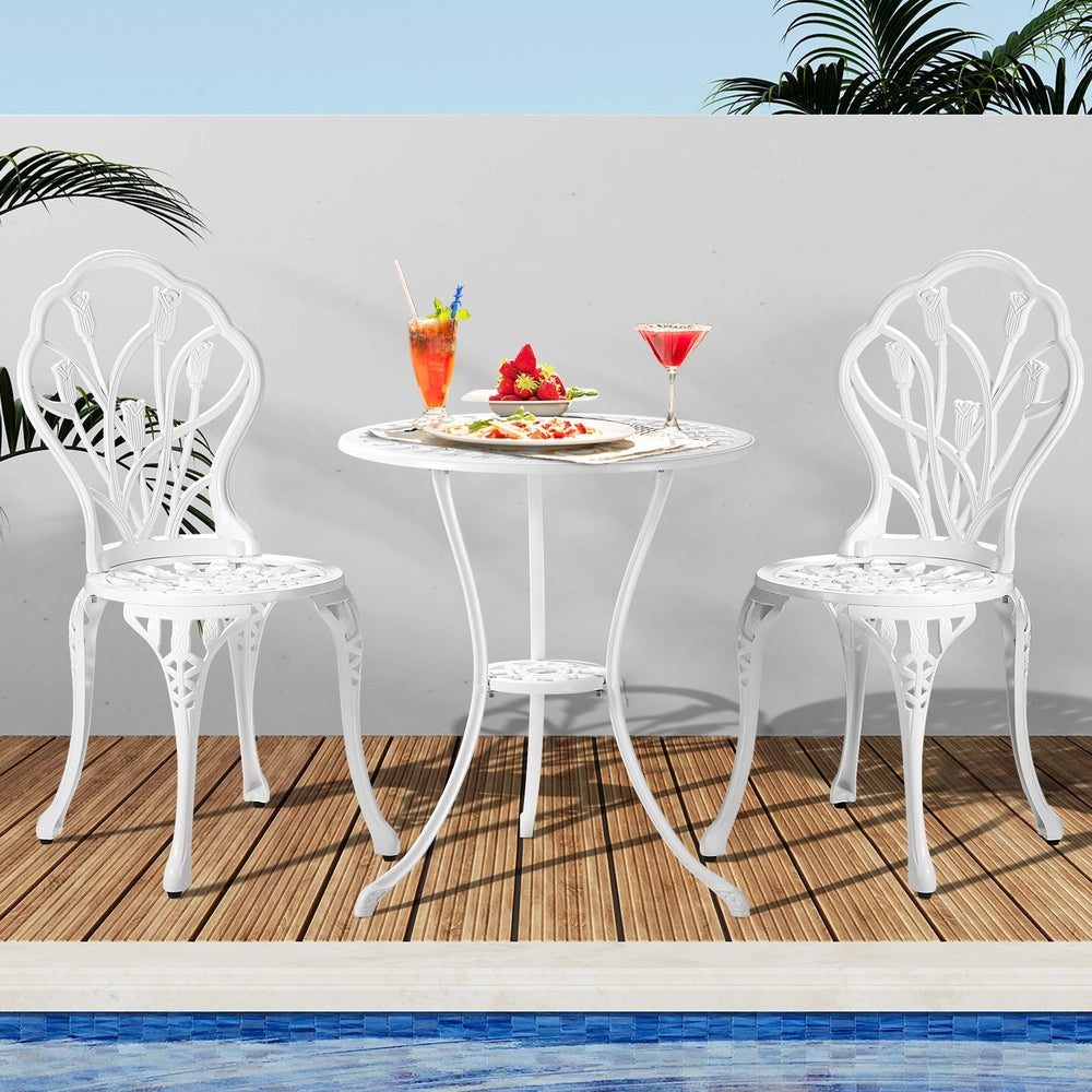 Livsip 3 PCS Outdoor Furniture Set Chairs&Table White