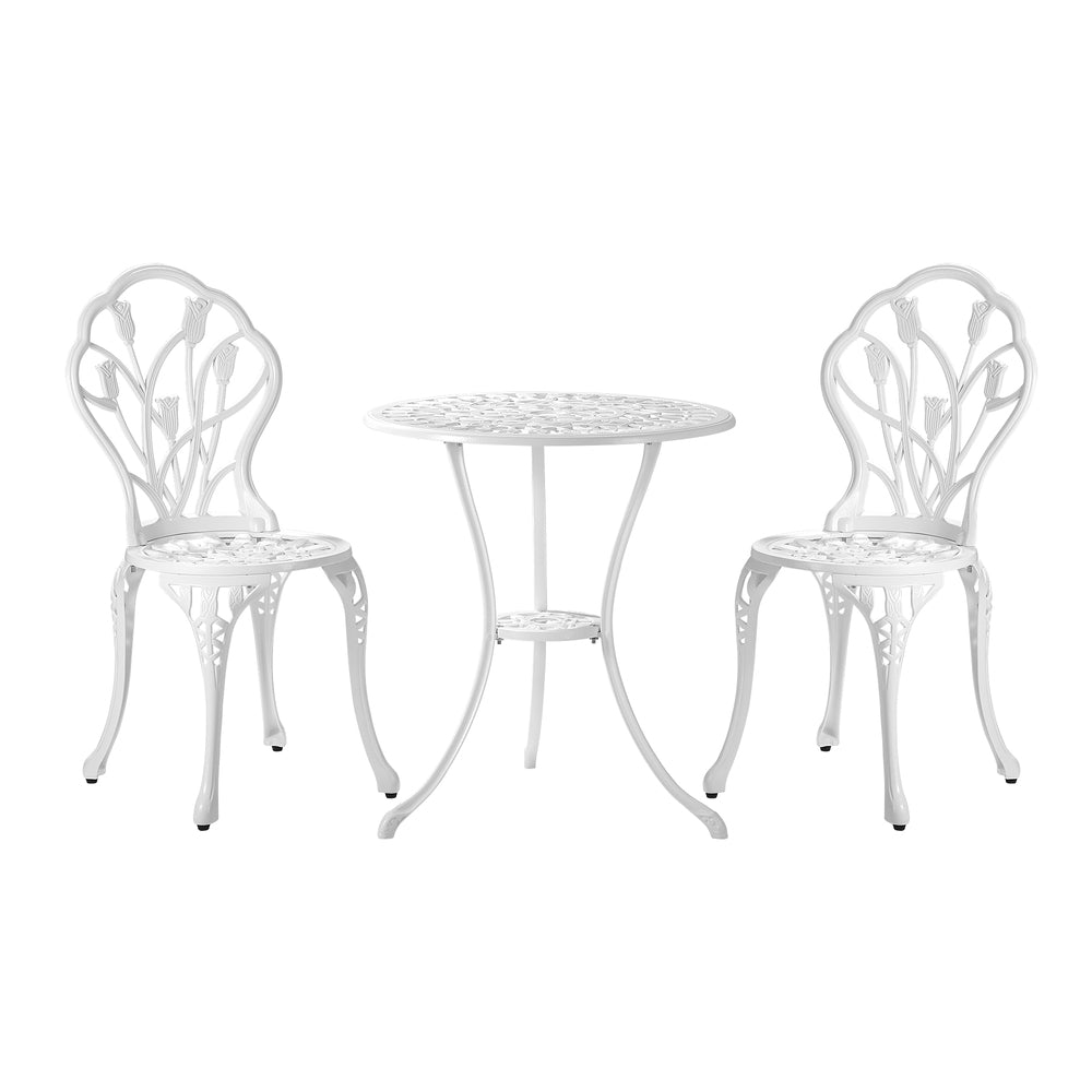 Livsip 3 PCS Outdoor Furniture Set Chairs&Table White