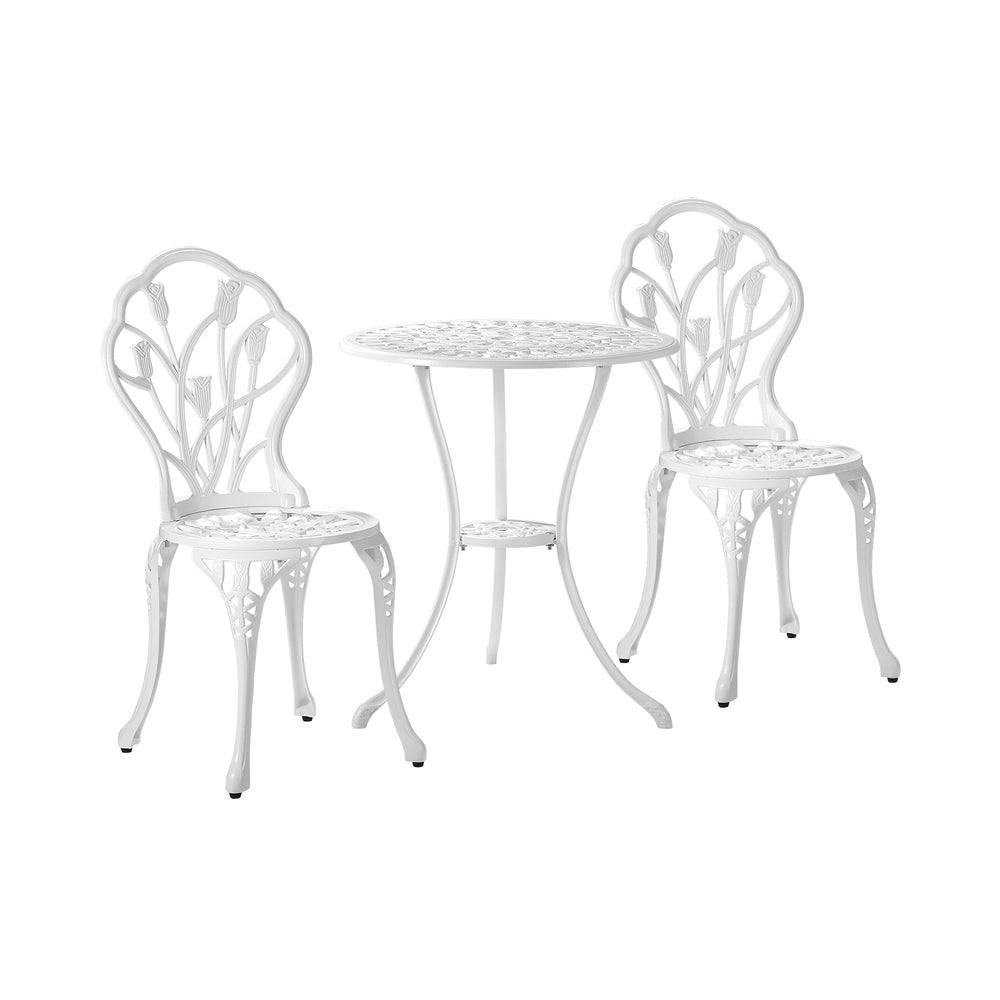 Livsip 3 PCS Outdoor Furniture Set Chairs&Table White