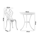 Livsip 3 PCS Outdoor Furniture Set Chairs&Table White - Rear View