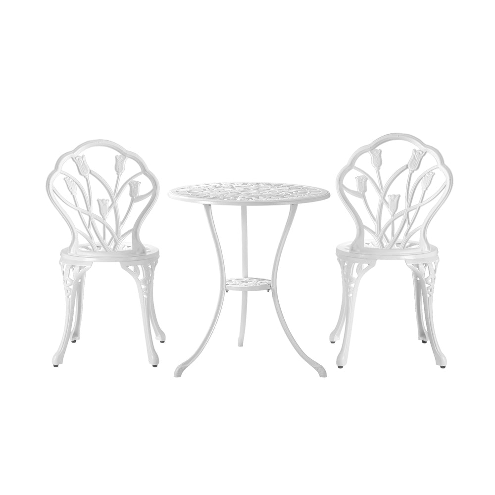 Livsip 3 PCS Outdoor Furniture Set Chairs&Table White