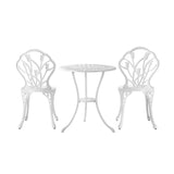 Livsip 3 PCS Outdoor Furniture Set Chairs&Table White - Close-Up Angle