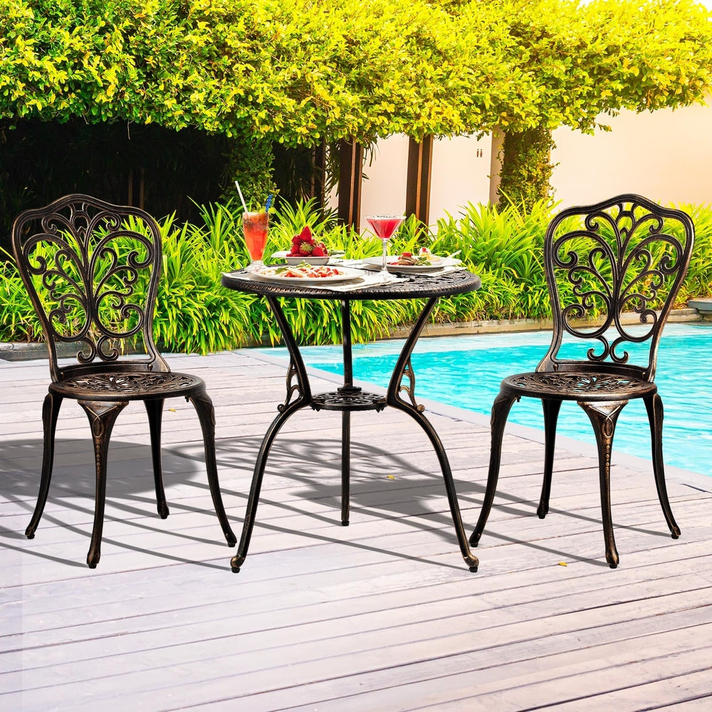 Livsip Outdoor Patio Set Chairs&Table 3PCS Bronze