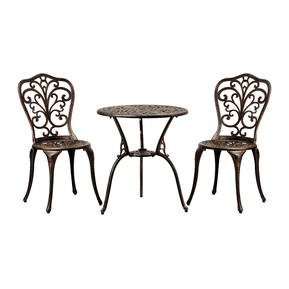 Livsip Outdoor Patio Set Chairs&Table 3PCS Bronze