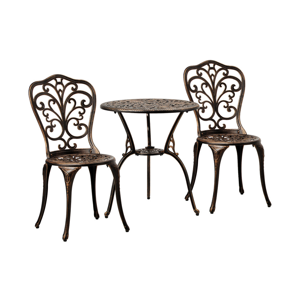 Livsip Outdoor Patio Set Chairs&Table 3PCS Bronze