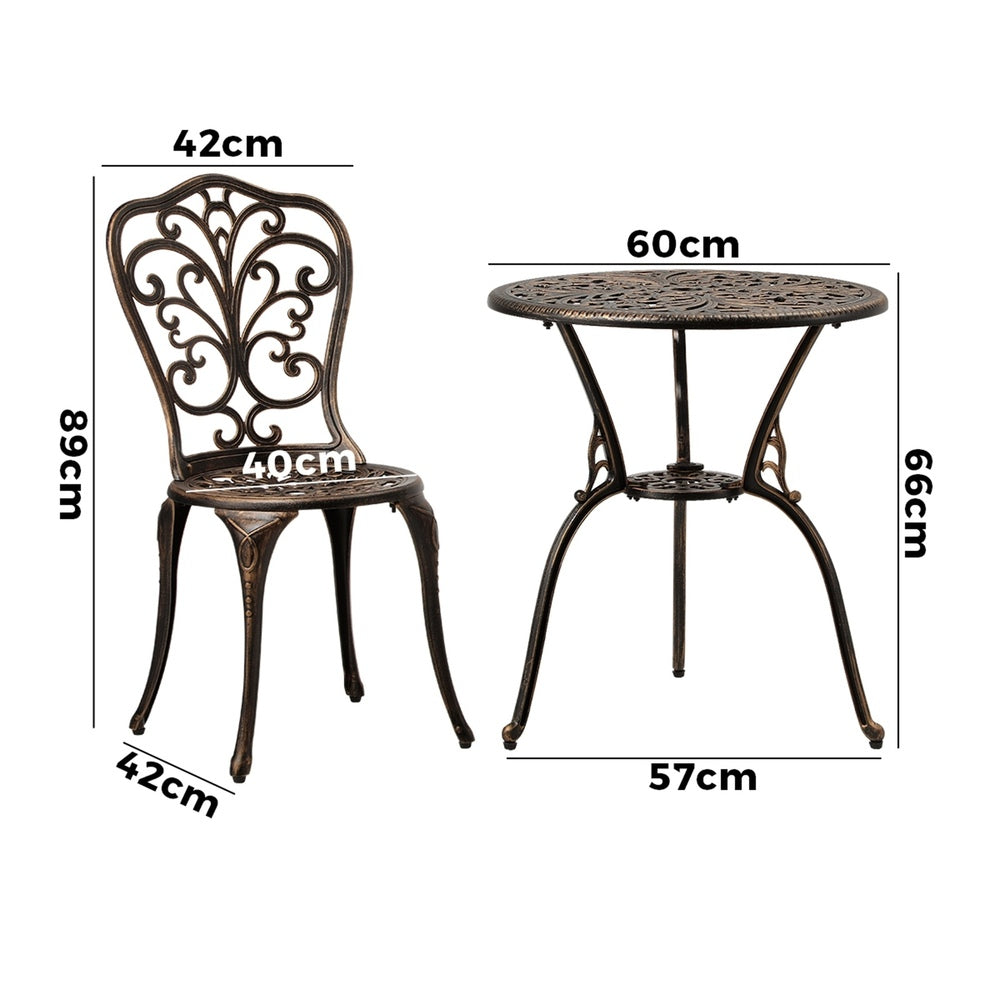 Livsip Outdoor Patio Set Chairs&Table 3PCS Bronze