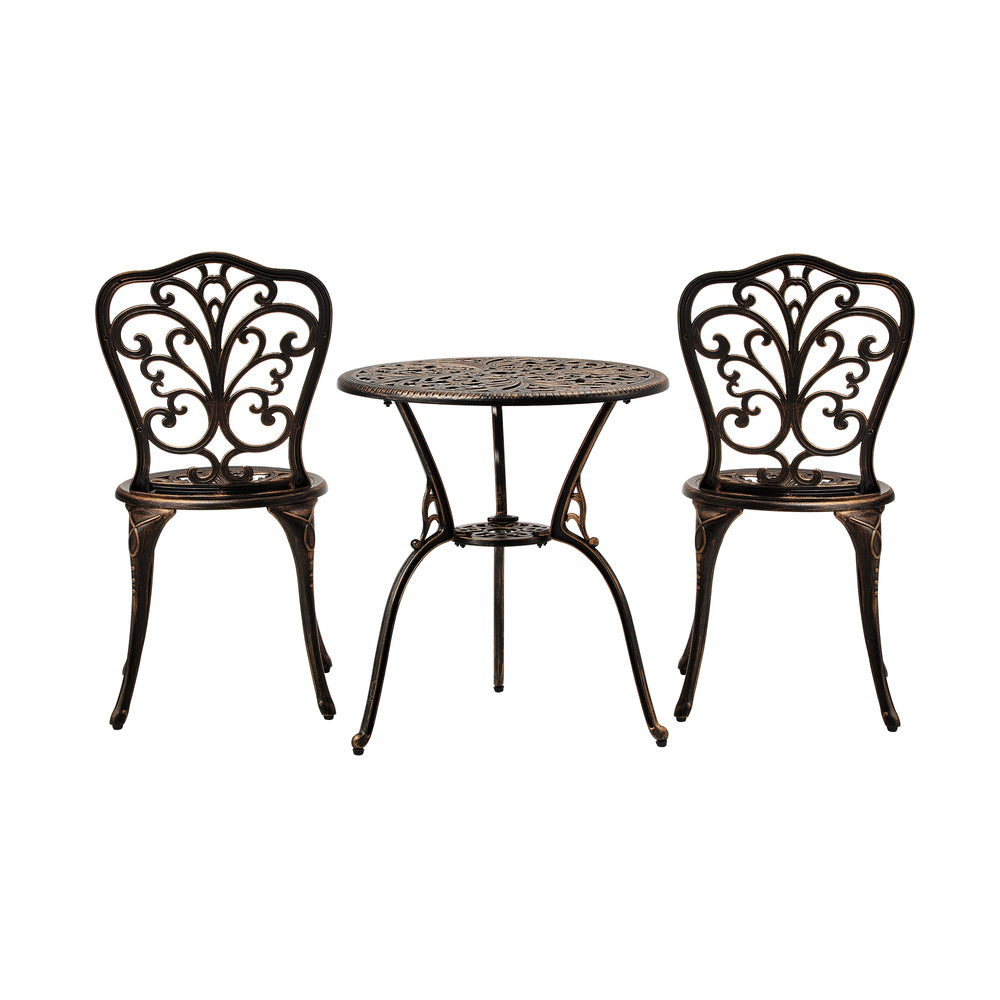 Livsip Outdoor Patio Set Chairs&Table 3PCS Bronze