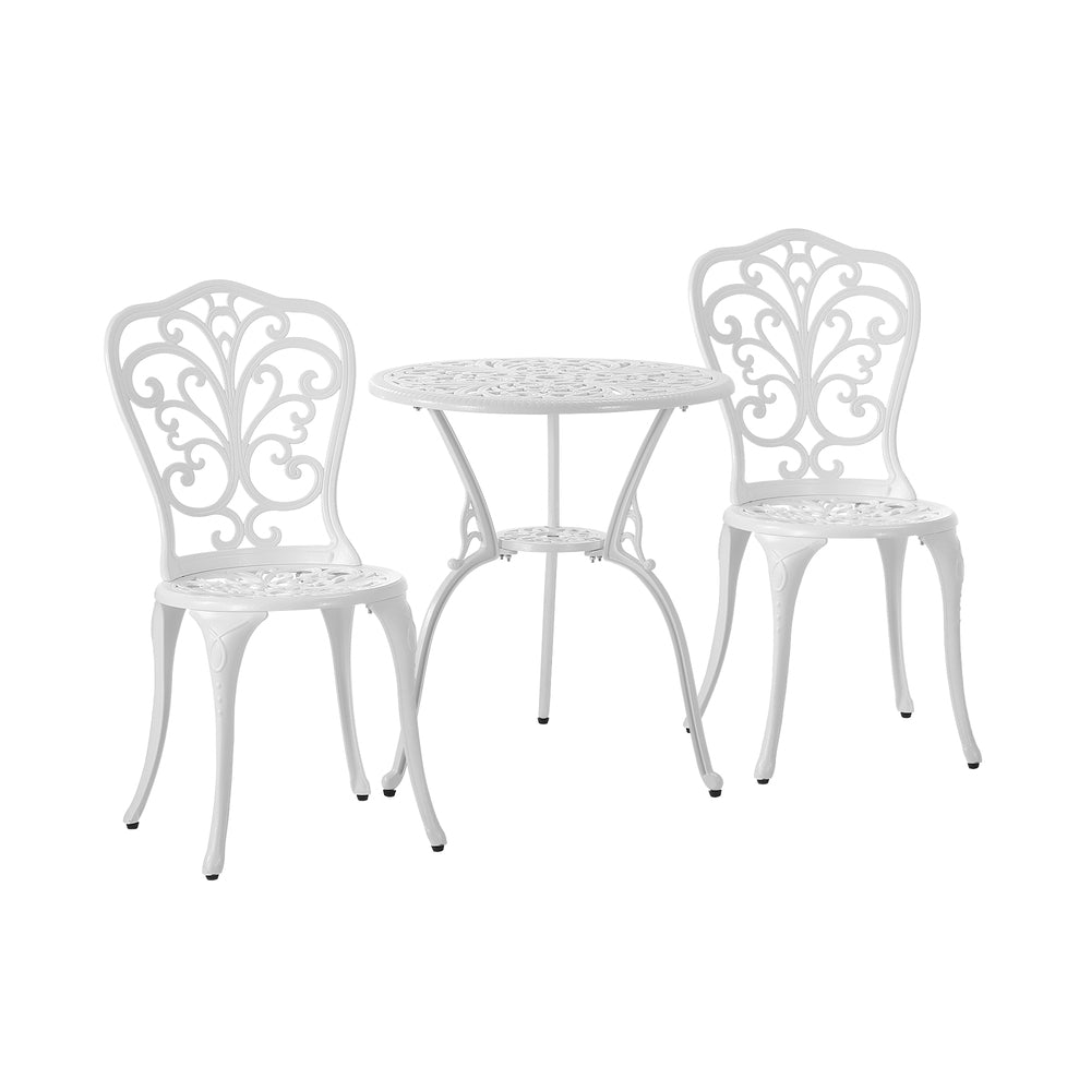Livsip Bistro Outdoor Set Chairs Table 3PCS Cast Aluminium