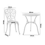 Livsip Bistro Outdoor Set Chairs Table 3PCS Cast Aluminium - Side View