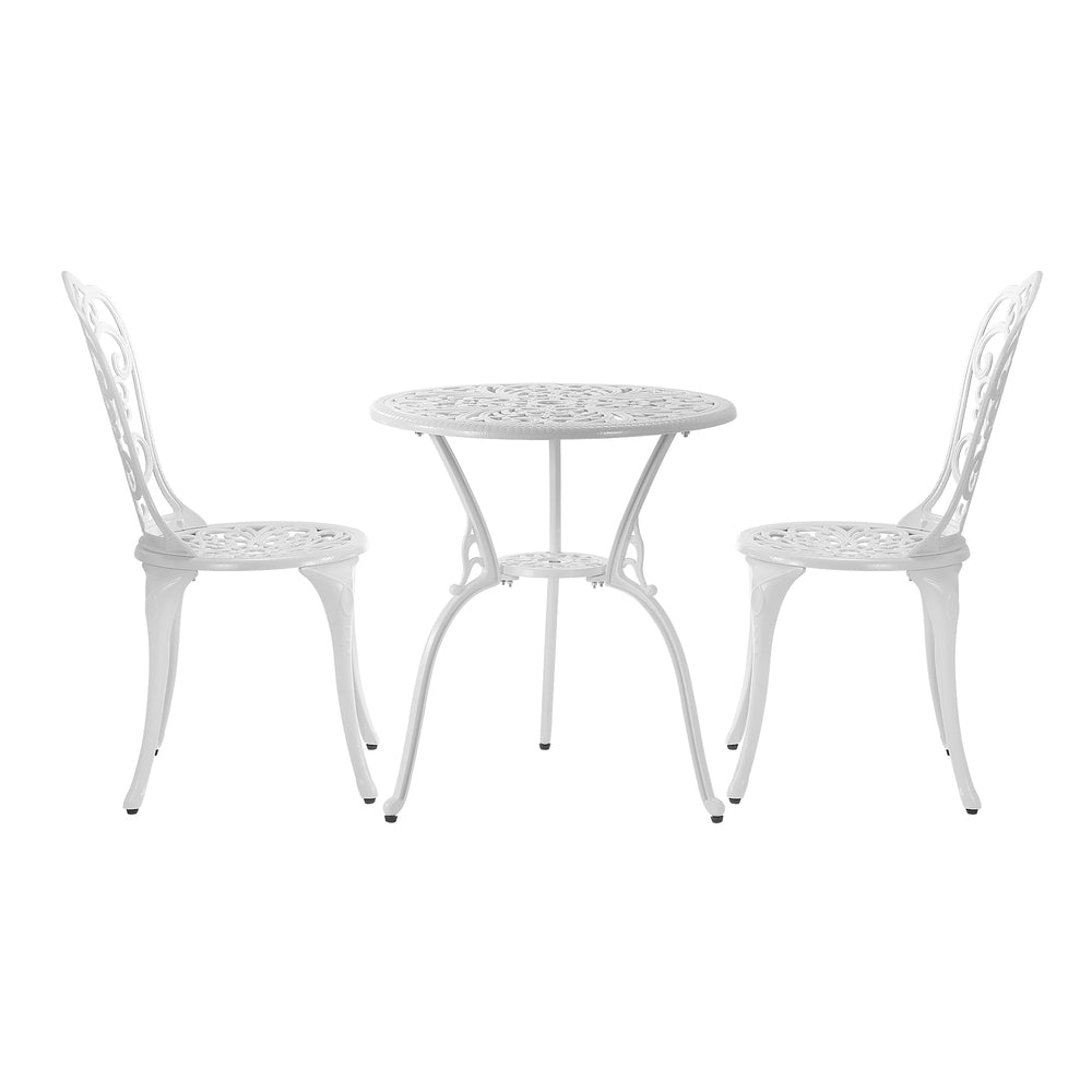 Livsip Bistro Outdoor Set Chairs Table 3PCS Cast Aluminium