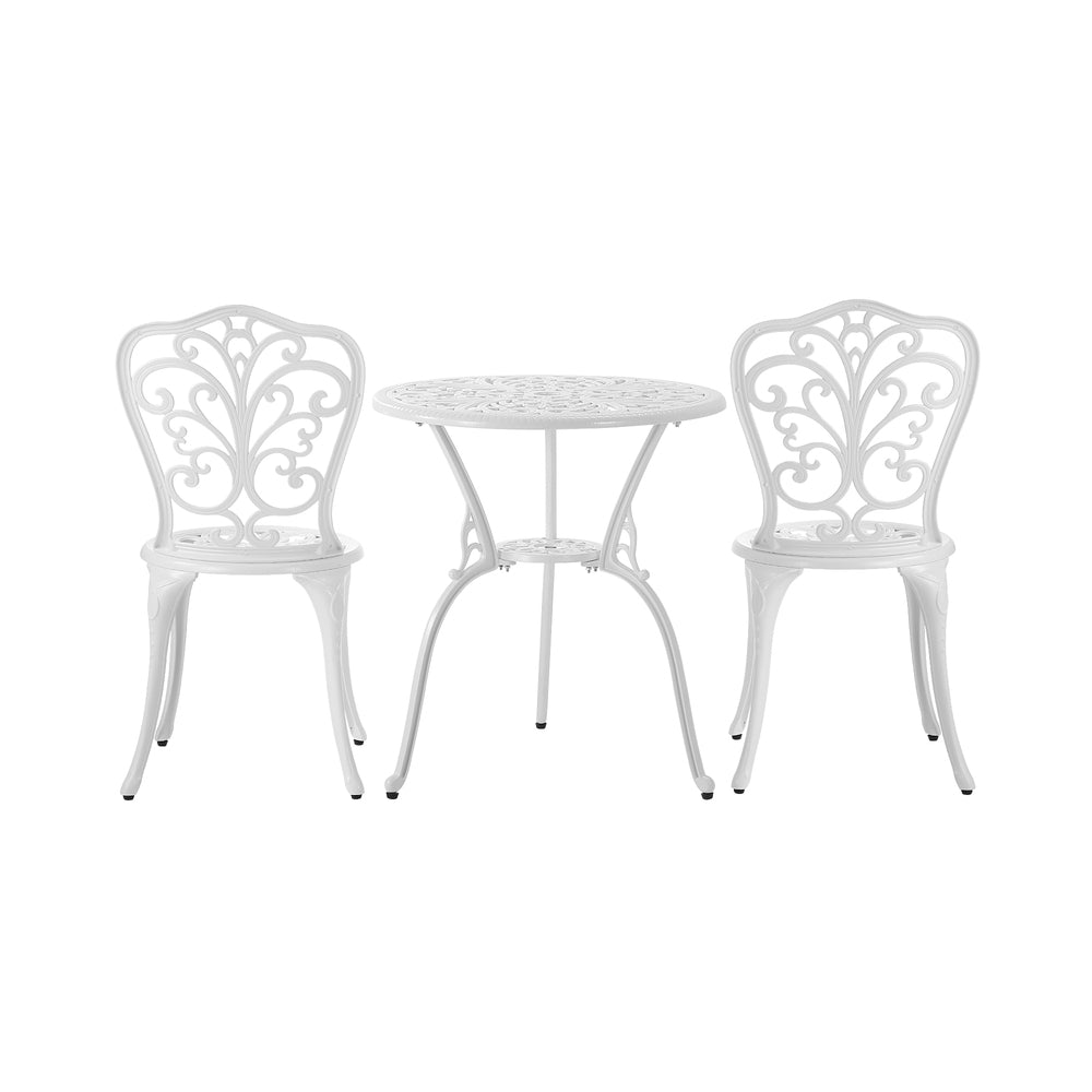 Livsip Bistro Outdoor Set Chairs Table 3PCS Cast Aluminium
