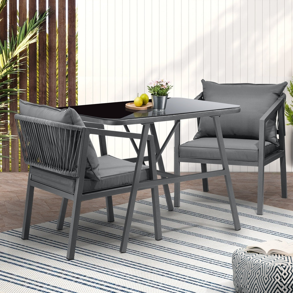 Livsip 3PCS Outdoor Dining Set Table Chairs Set