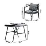 Livsip 3PCS Outdoor Dining Set Table Chairs Set - Side View