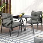 Livsip 2 Seater Outdoor Dining Set with Table Grey&Black