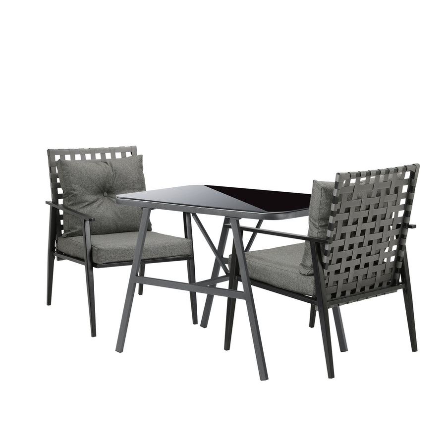 Livsip 2 Seater Outdoor Dining Set with Table Grey&Black