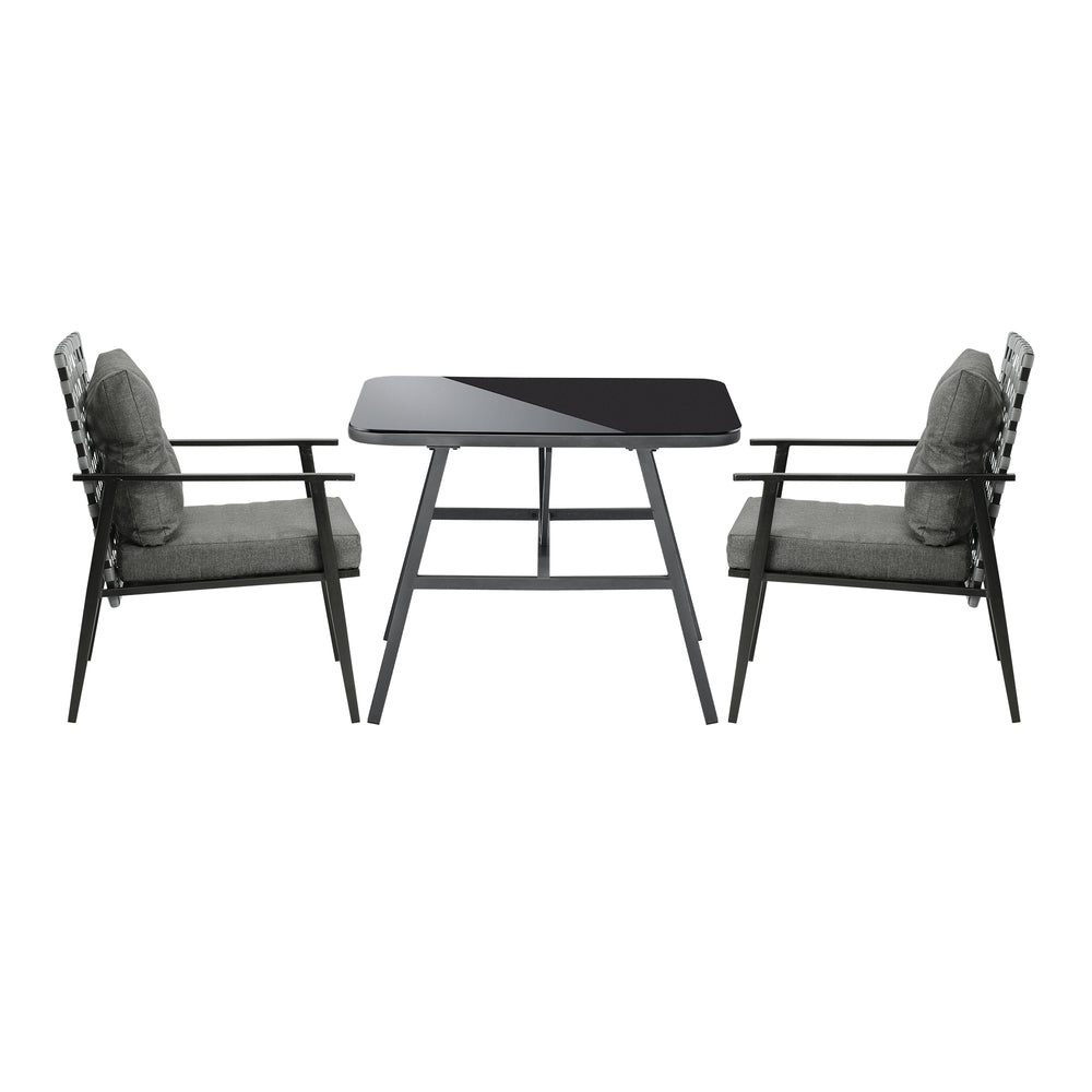 Livsip 2 Seater Outdoor Dining Set with Table Grey&Black