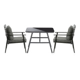 Livsip 2 Seater Outdoor Dining Set with Table Grey&Black - Front View