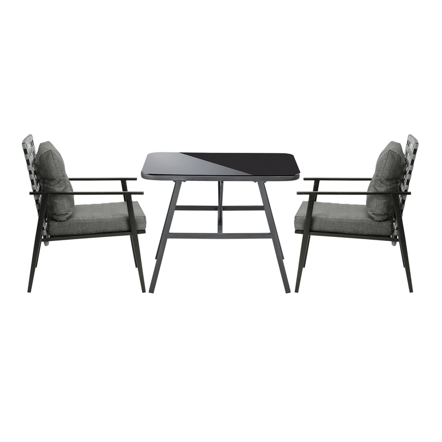Livsip 2 Seater Outdoor Dining Set with Table Grey&Black