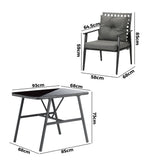 Livsip 2 Seater Outdoor Dining Set with Table Grey&Black